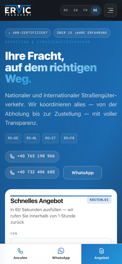 Ervic Transport — mobile