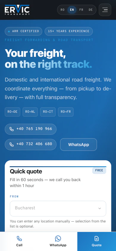 Ervic Transport — mobile