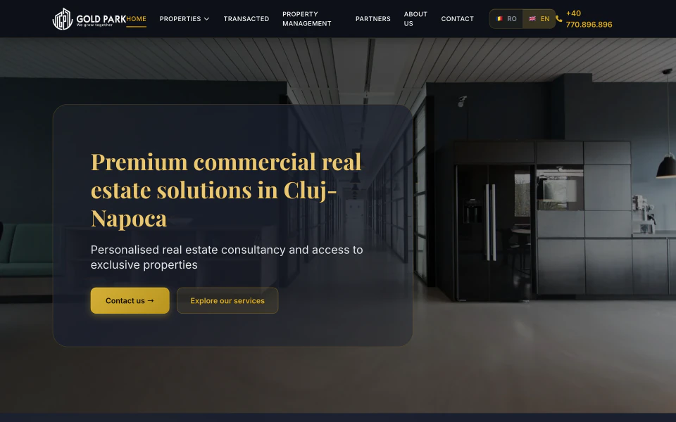 Gold Park — Beelden van de live website
